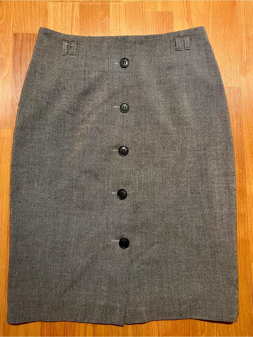 H&M Gray Button-Front Pencil Skirt